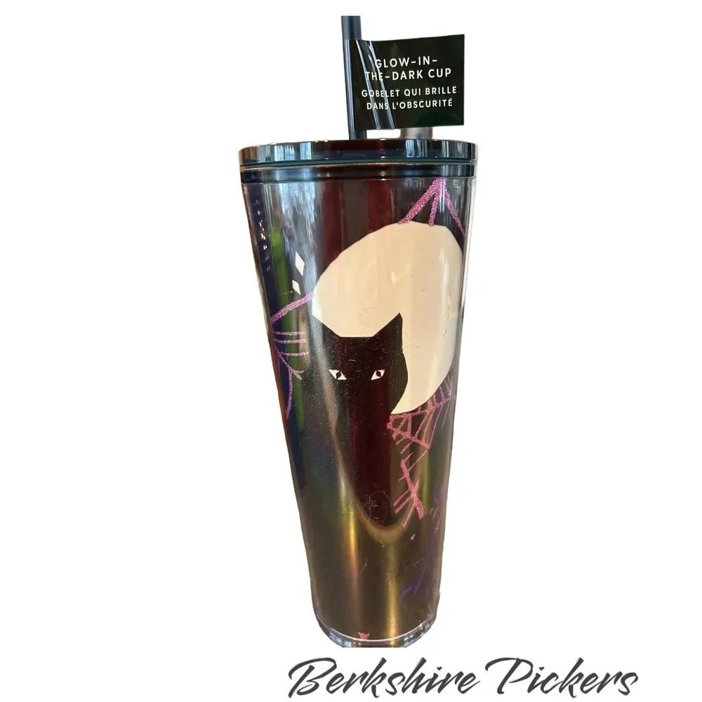 Starbucks Halloween 2021 Spider Web & Black Cat Travel Mug Cup Tumbler new straw